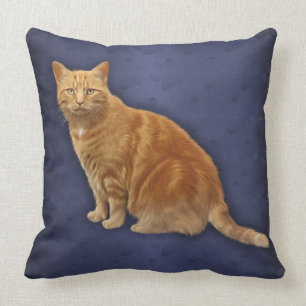 Cojín decorativo azul del diseñador del gato del