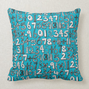 Cojín Decorativo azul del doodle de la matemáticas