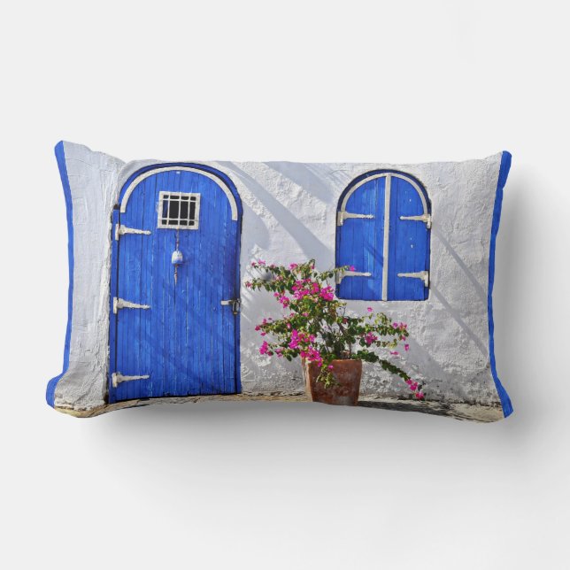 Cojín decorativo azul del hogar del estuco de la (Anverso)