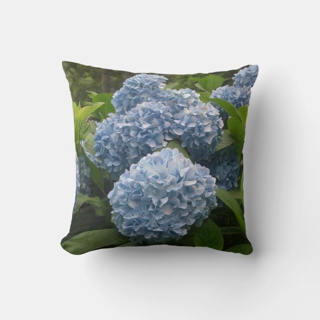 Cojín decorativo azul del Hydrangea (Anverso)