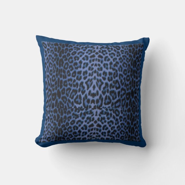 Cojín decorativo azul del leopardo (Anverso)