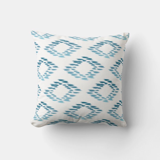Cojín decorativo azul del modelo de Ikat (Anverso)