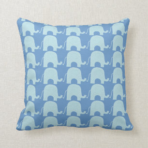 Cojín decorativo azul del reversible del elefante