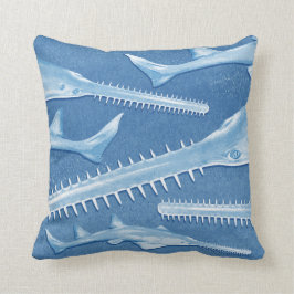 Cojín decorativo azul del Sawfish de Smalltooth