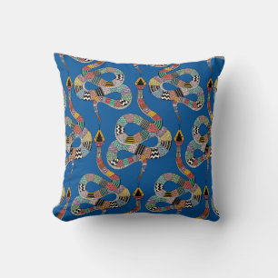 Cojín Decorativo azul eléctrico de serpiente gráfica