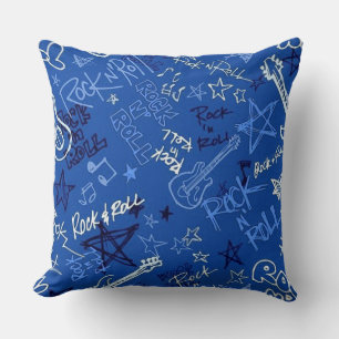 Cojín decorativo azul estrella del rock and Roll R