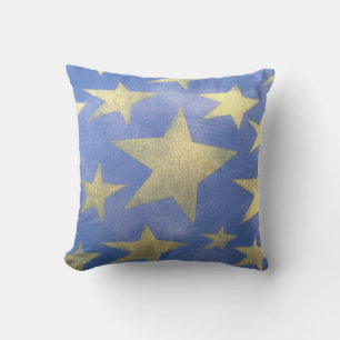 Cojín Decorativo Azul estrellado y oro