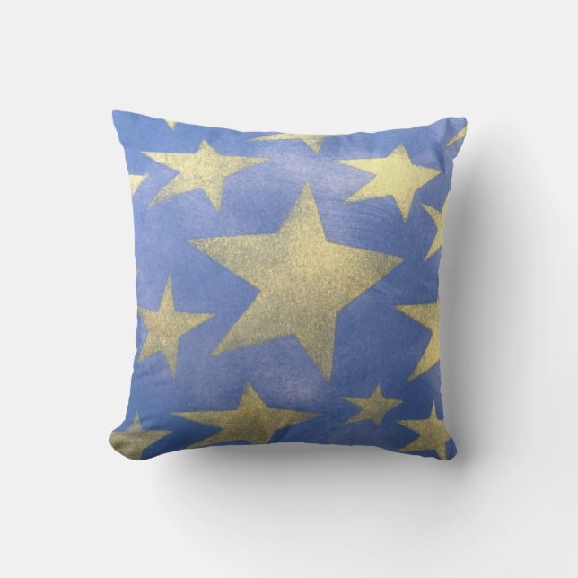 Cojín Decorativo Azul estrellado y oro (Anverso)