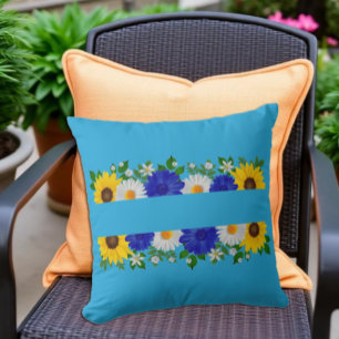Cojín Decorativo Azul Floral Cielo de Verano