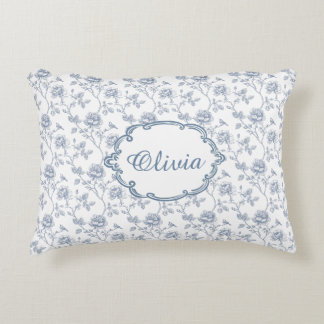 Cojín Decorativo Azul Francés Toile Chinoiserie Floral Nombre de Ni