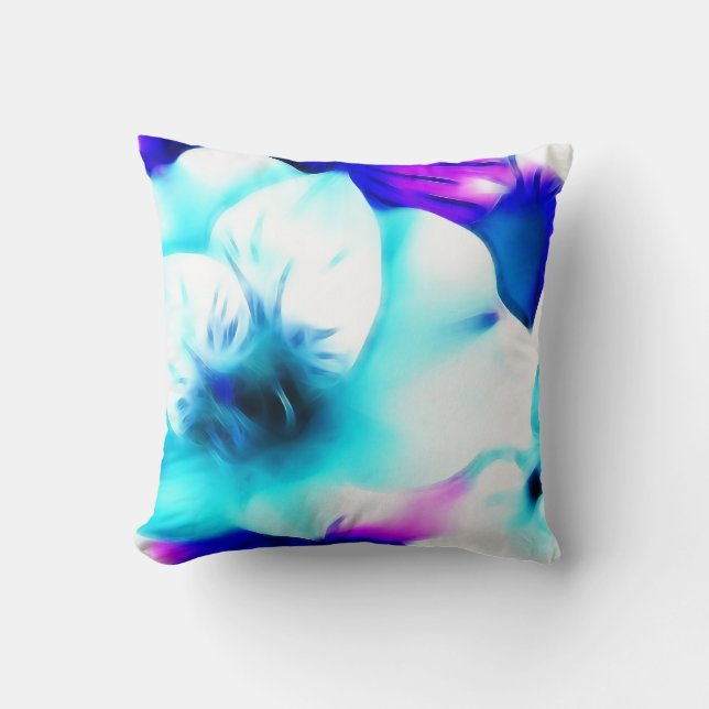 Cojín Decorativo Azul Hibiscus Fractal Art (Anverso)
