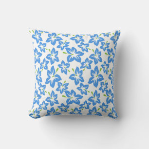 Cojín Decorativo Azul Hibiscus Tropical Floral