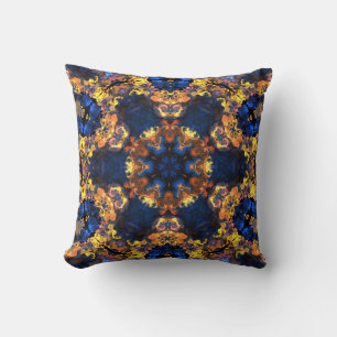 Cojín Decorativo Azul hippie y amarillo psicodélico
