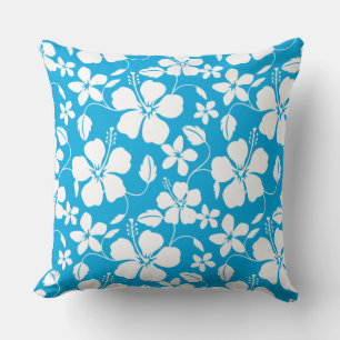 COJÍN DECORATIVO AZUL HULA (HIBISCO) HAWAIIAN