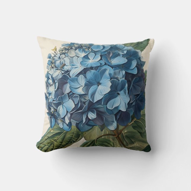 Cojín Decorativo Azul Hydrangea Vintage (Anverso)