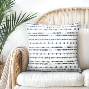 Cojín decorativo azul índigo blanco