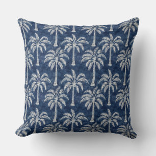 Cojín decorativo azul índigo de palmeras - Doble c