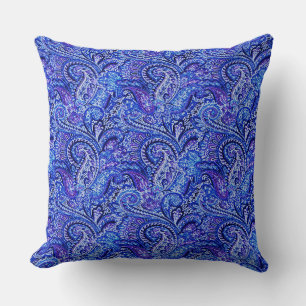 Cojín decorativo azul intenso Paisley