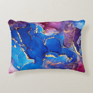 COJÍN DECORATIVO AZUL MARBLE AGATE SILVER PURPURINA GLAM