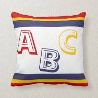 azul marino, amarillo y rojo ABC en blanco