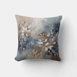 Cojín Decorativo Azul Marino Azul Claro Floral Moderno Marrón