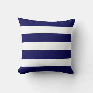 Cojín Decorativo Azul marino clásico y franja blanca