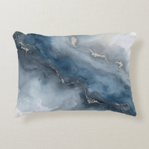 Cojín Decorativo Azul Marino Gris Carbón Blanco Beige Abstracto