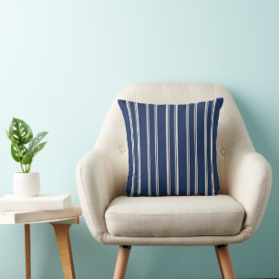 Cojín Decorativo Azul Marino Marfil Cálido Elegantes Rayas