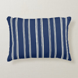 Cojín Decorativo Azul Marino Marfil Cálido Elegantes Rayas