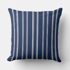 Cojín Decorativo Azul Marino Marfil Cálido Elegantes Rayas