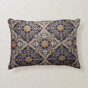 Cojín Decorativo ✨ Azul Marino Ornate Estilo de Lujo Vintage ✨