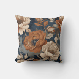Cojín Decorativo Azul Marino Óxido Floral Moderno de Granja