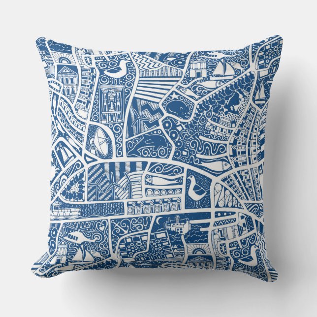 Cojín Decorativo azul marino rural (Anverso)