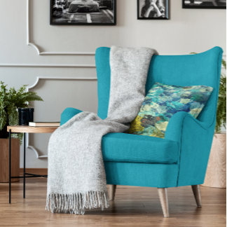 Cojín Decorativo Azul marino Turquesa y arte abstracto Verde azulad
