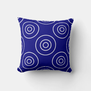Cojín Decorativo Azul marino y blanco con círculos