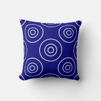 Cojín Decorativo Azul marino y blanco con círculos