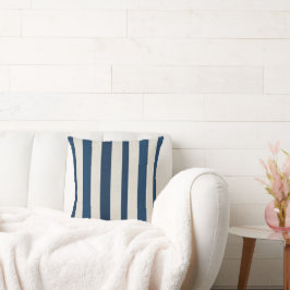 Cojín Decorativo Azul Marino y Crema Raya Vertical Sin Costuras