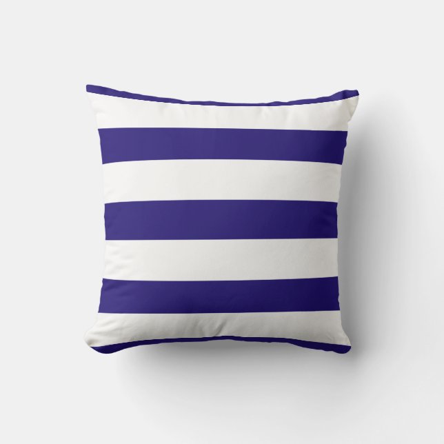 Cojín Decorativo Azul marino y franja blanca (Anverso)