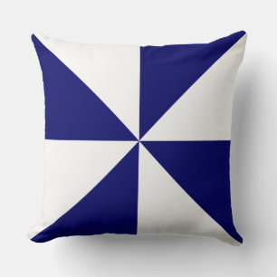 Cojín Decorativo Azul Marino y Molinete Blanco