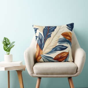 Cojín Decorativo Azul Marino y Naranja Quemada