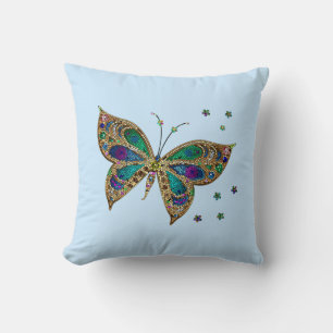 Cojín Decorativo Azul mariposa mosaica