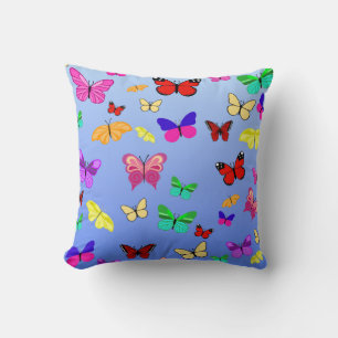 Cojín Decorativo Azul mariposa Reversible