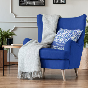 Cojín Decorativo Azul moderno remolino de cuadros retro con nombre