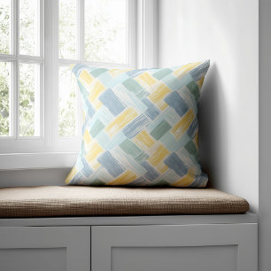 Cojín Decorativo Azul moderno y amarillo abstracto