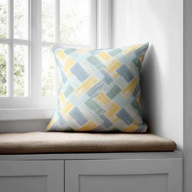 Cojín Decorativo Azul moderno y amarillo abstracto (Subido por el creador)