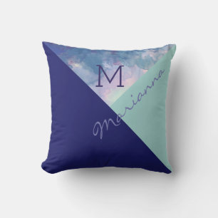 Cojín Decorativo azul monogramado original y exclusivo