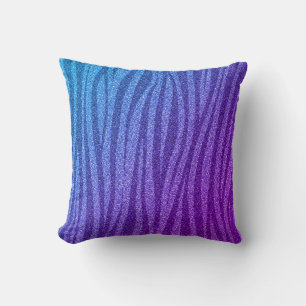 Cojín Decorativo Azul morado Purpurina Cebra Imprimir Cuchillo metá