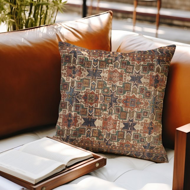 Cojín Decorativo Azul Naranja kazajo estelar angustiado (Subido por el creador)