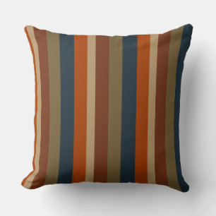 Cojín Decorativo Azul, naranja, olivos y rayas de arena