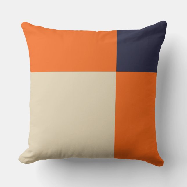 Cojín Decorativo Azul naranja y Taupe (Anverso)